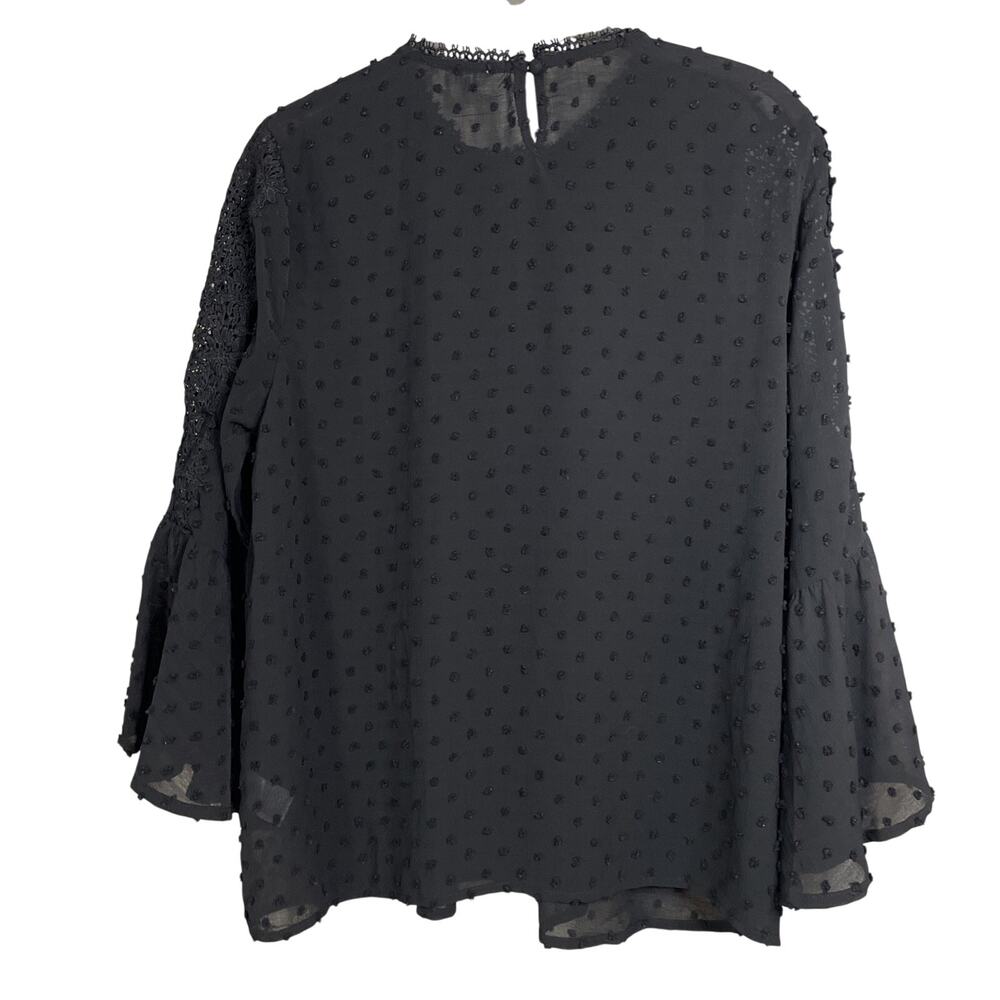 Umgee Women’s Black Blouse Size Small - 3/4 Bell Sleeve Boho Lace/Embroidered - Picture 6 of 9